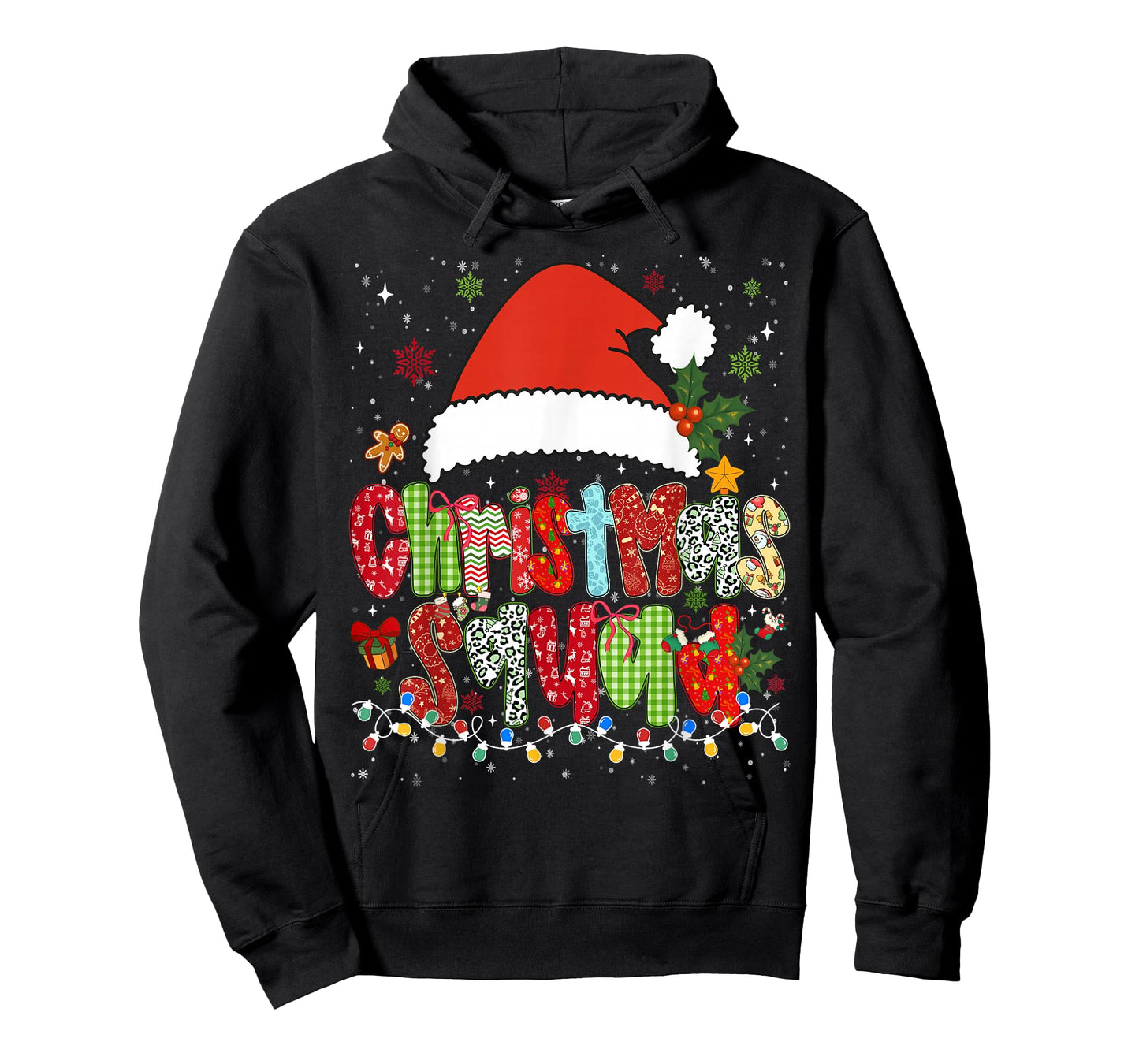 Funny Christmas Squad Family Matching Pajamas Bows Santa Hat T-Shirt