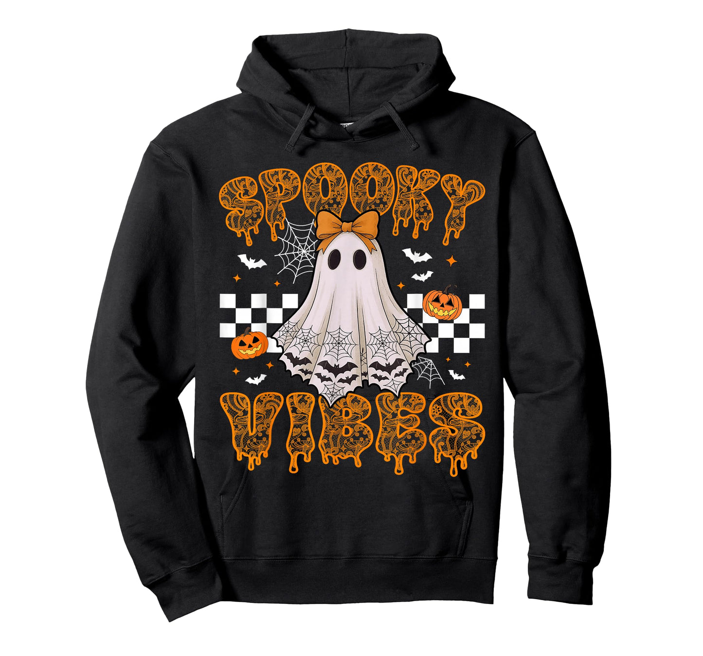 Spooky Vibes Ghost Retro Groovy Halloween Women Girls Kids T-Shirt