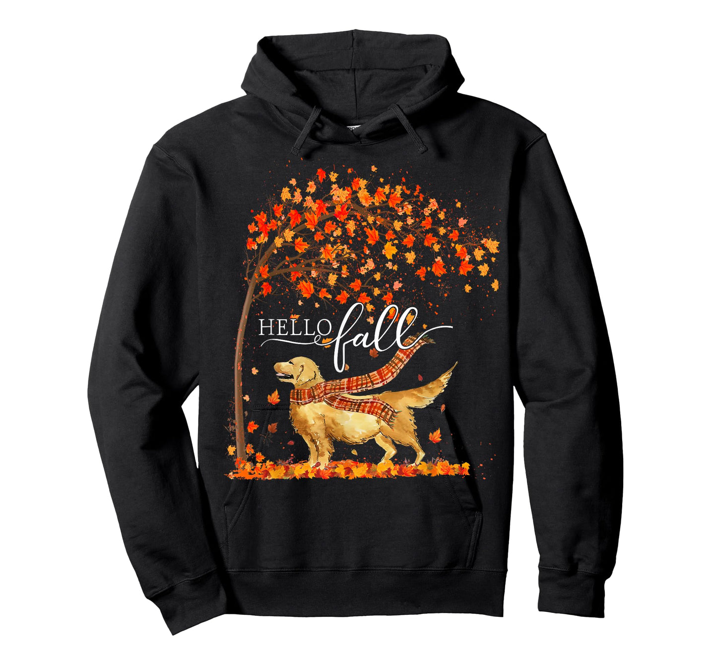 Hello Fall Tree Thanksgiving Dog Lover Golden Retriever T-Shirt for Men Women