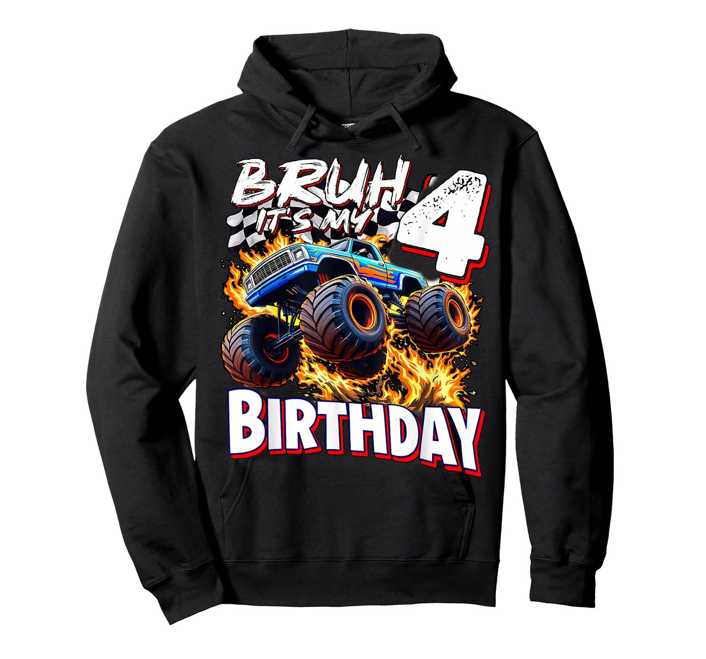 Bruh It's My 4th Birthday Monster Truck Boy 4 Year Old Kids T-Shirt