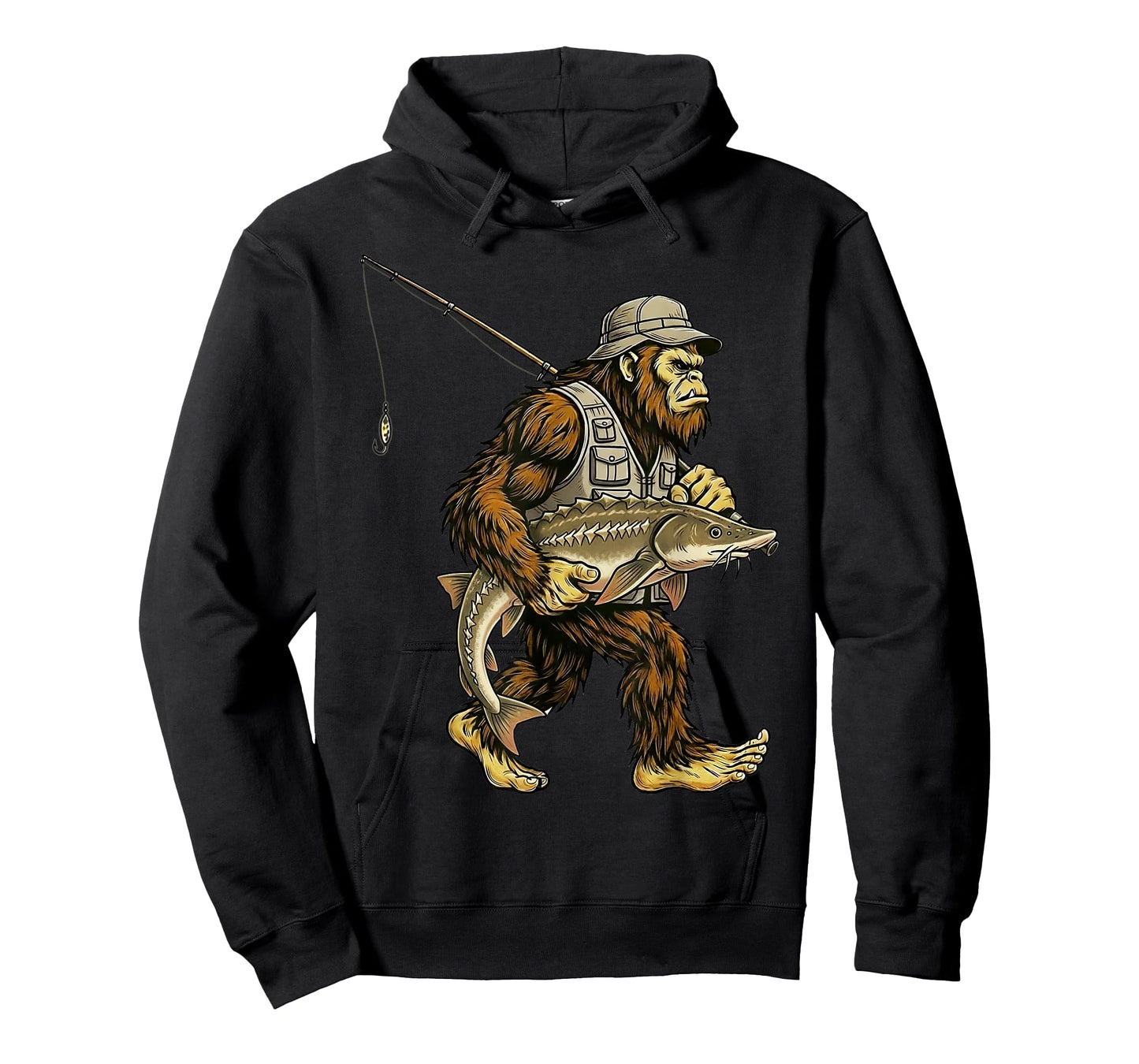 Sturgeon Bigfoot Fisherman River Fishing Sasquatch T-Shirt