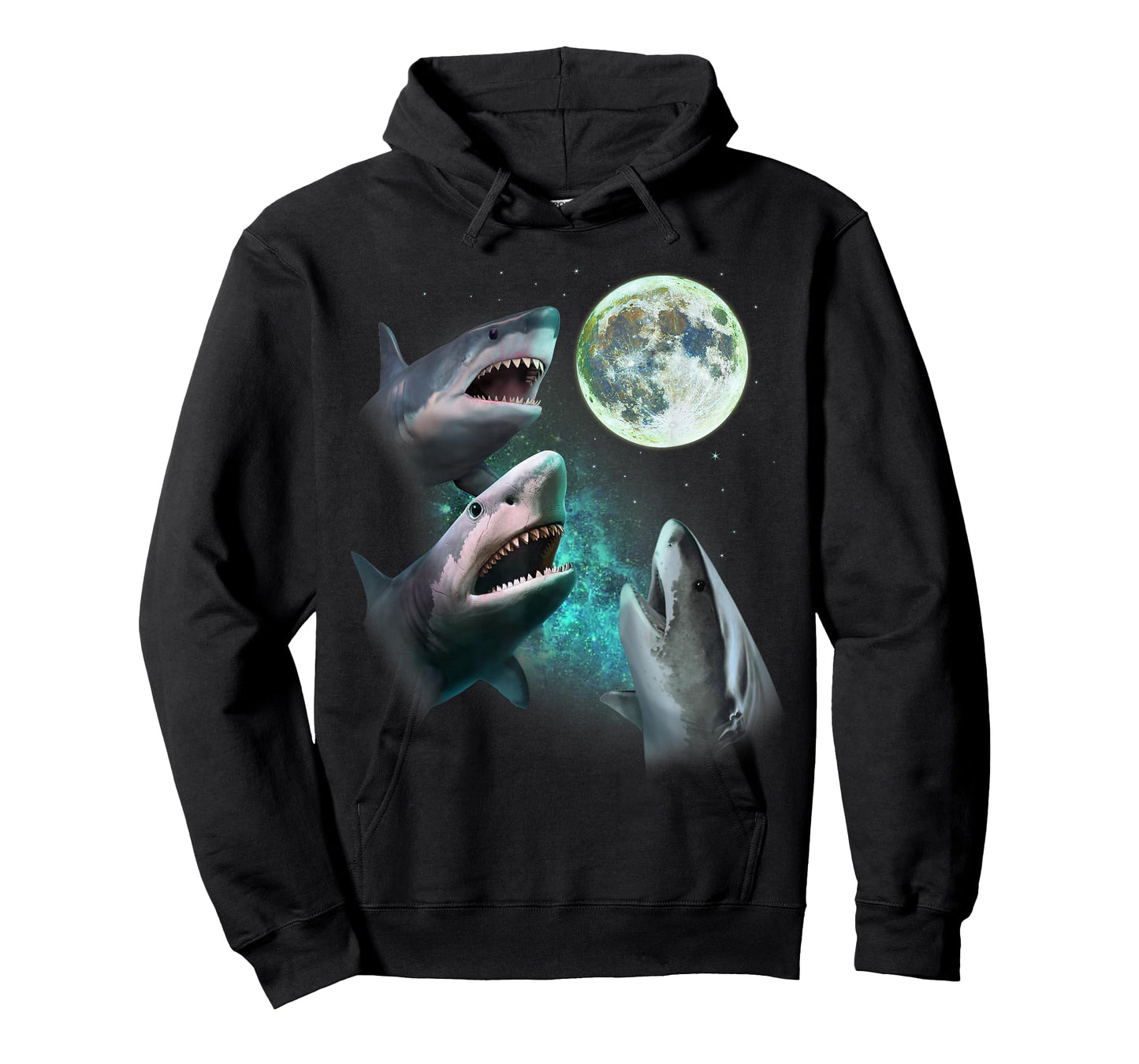 Three Great White Sharks Howl at Moon 3 Wolfs Funny Parody T-Shirt