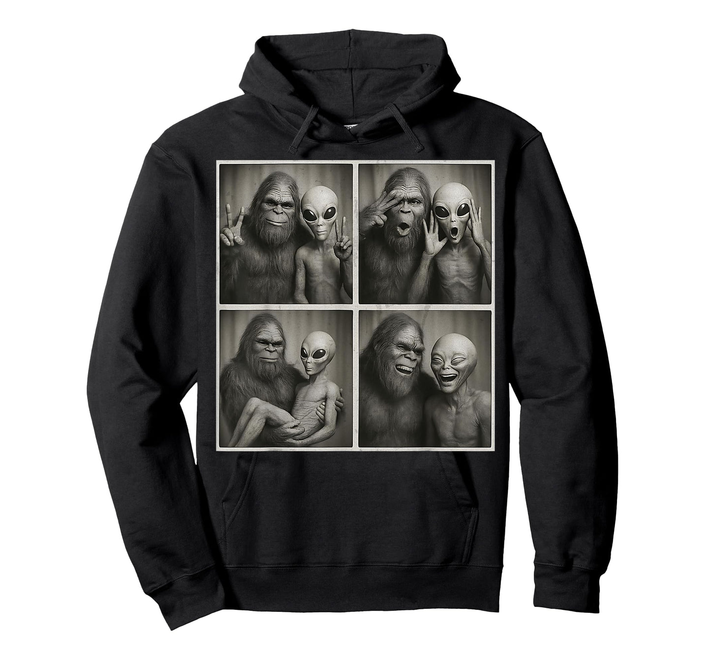 Funny Bigfoot and Alien Photobooth Vintage Sasquatch Cryptid T-Shirt