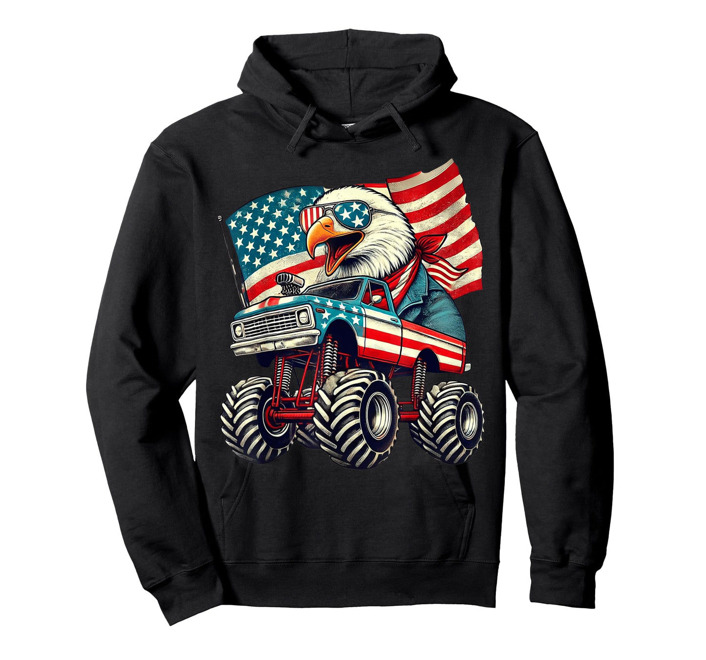 4th of July Eagle Monster Truck American Flag USA Men Boys T-Shirt