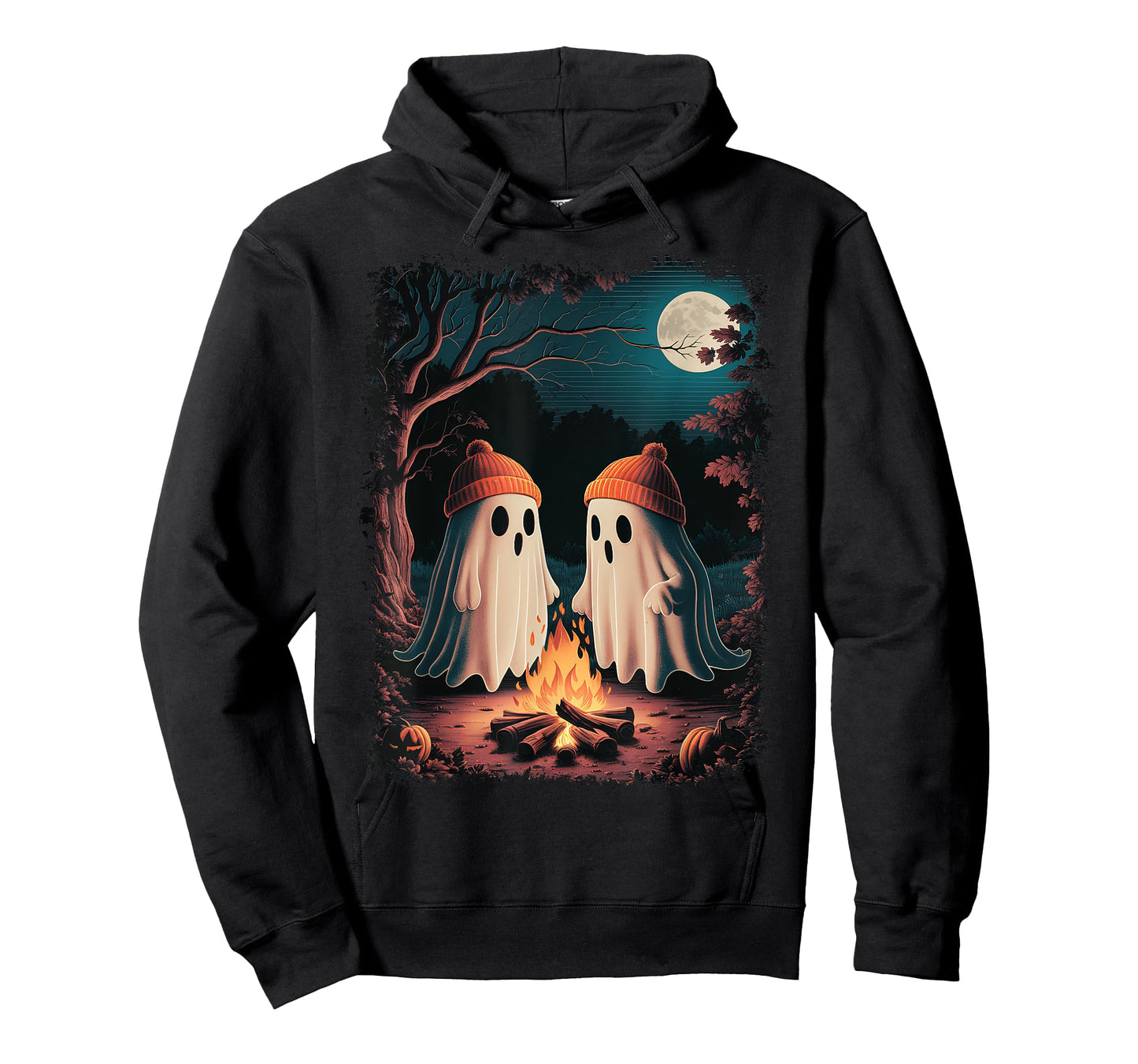 Vintage Ghost Camping Campfire Gothic Halloween Men Women T-Shirt