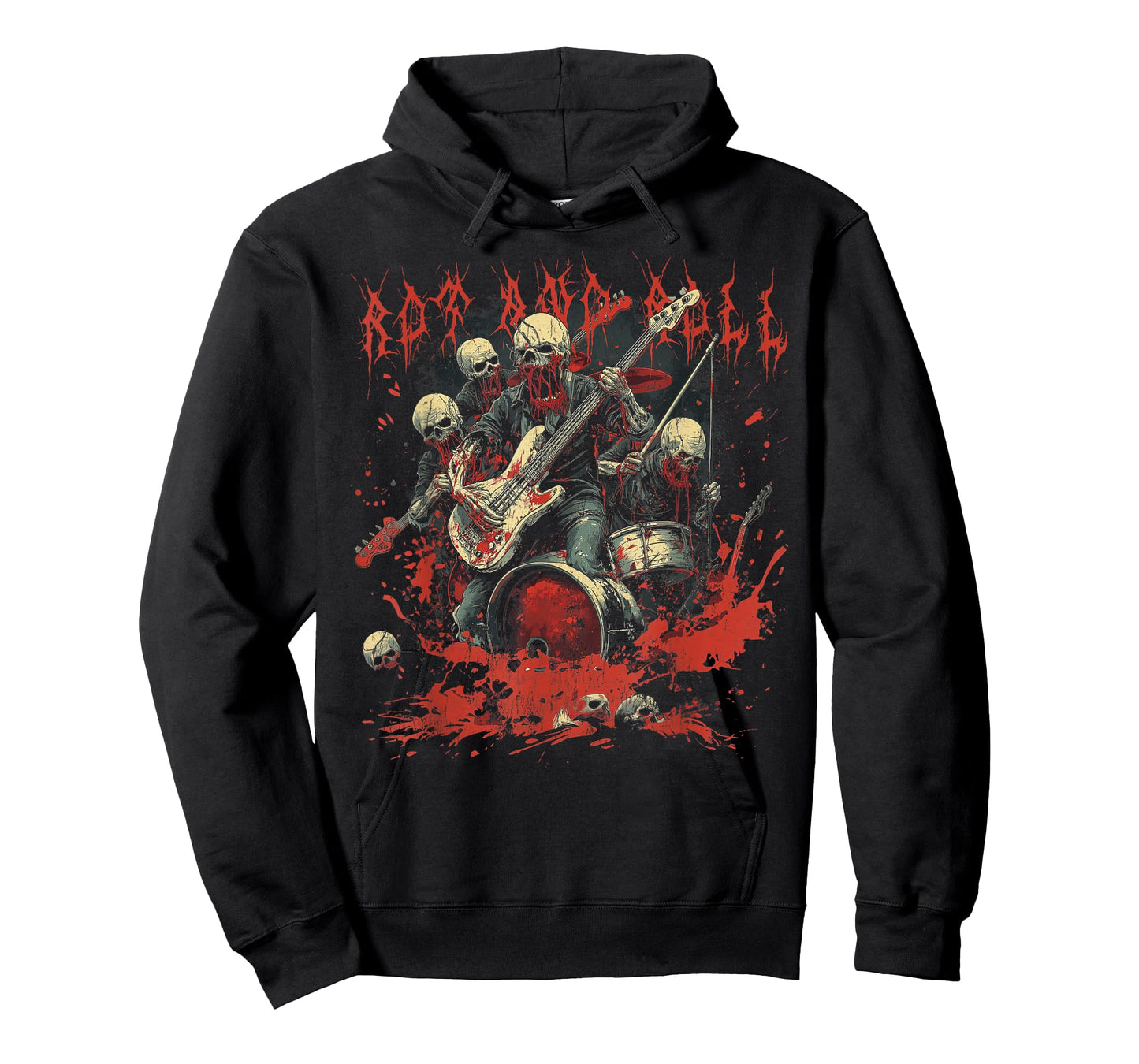 Rock and Blood Zombie Rock Band Rock n Roll Guitar T-Shirt