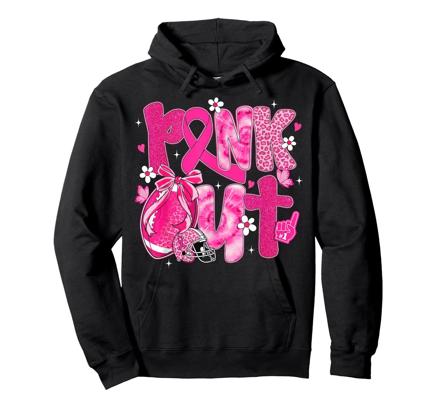 Football Pink Out Breast Cancer Awareness Women Tie Dye T-Shirt