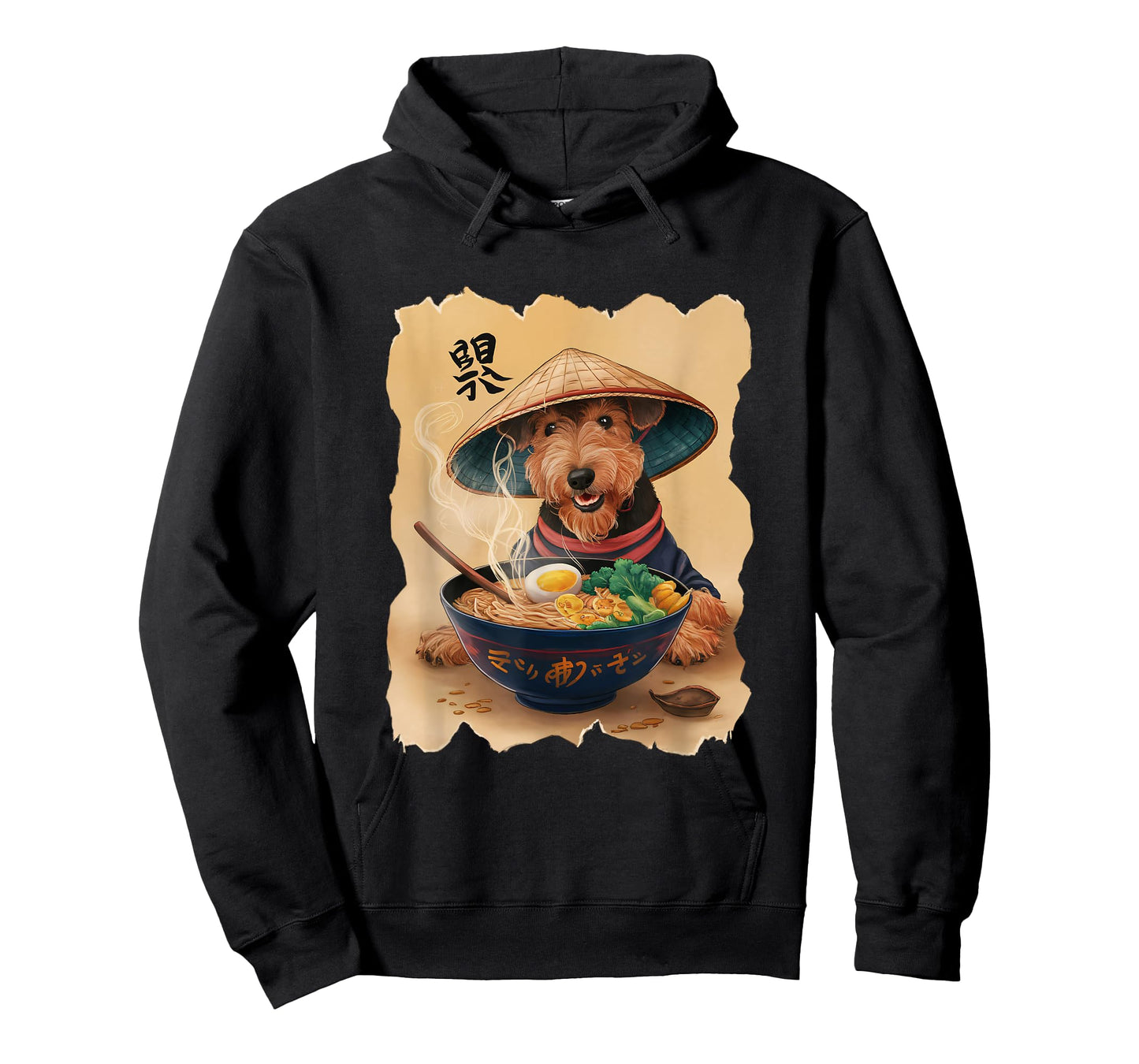 Men Woman Kawaii Eating Ramen Japanese Airedale Terrier T-Shirt