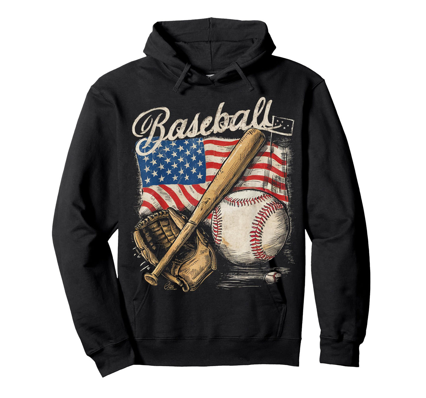 American Flag Baseball Player Bat Fan Catcher Pitcher USA T-Shirt