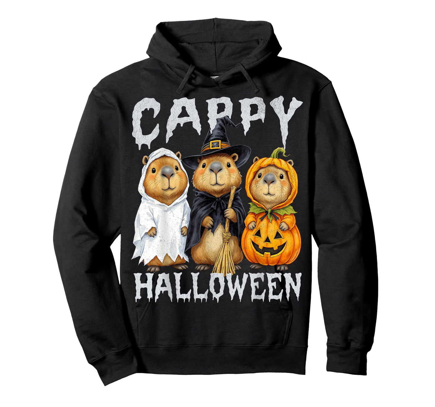 Cappy Halloween Funny Capybara Ghost Witch Pumpkin Spooky T-Shirt