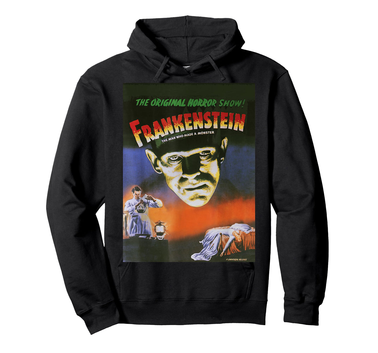 Universal Monsters Distressed Frankenstein Movie Poster T-Shirt Small