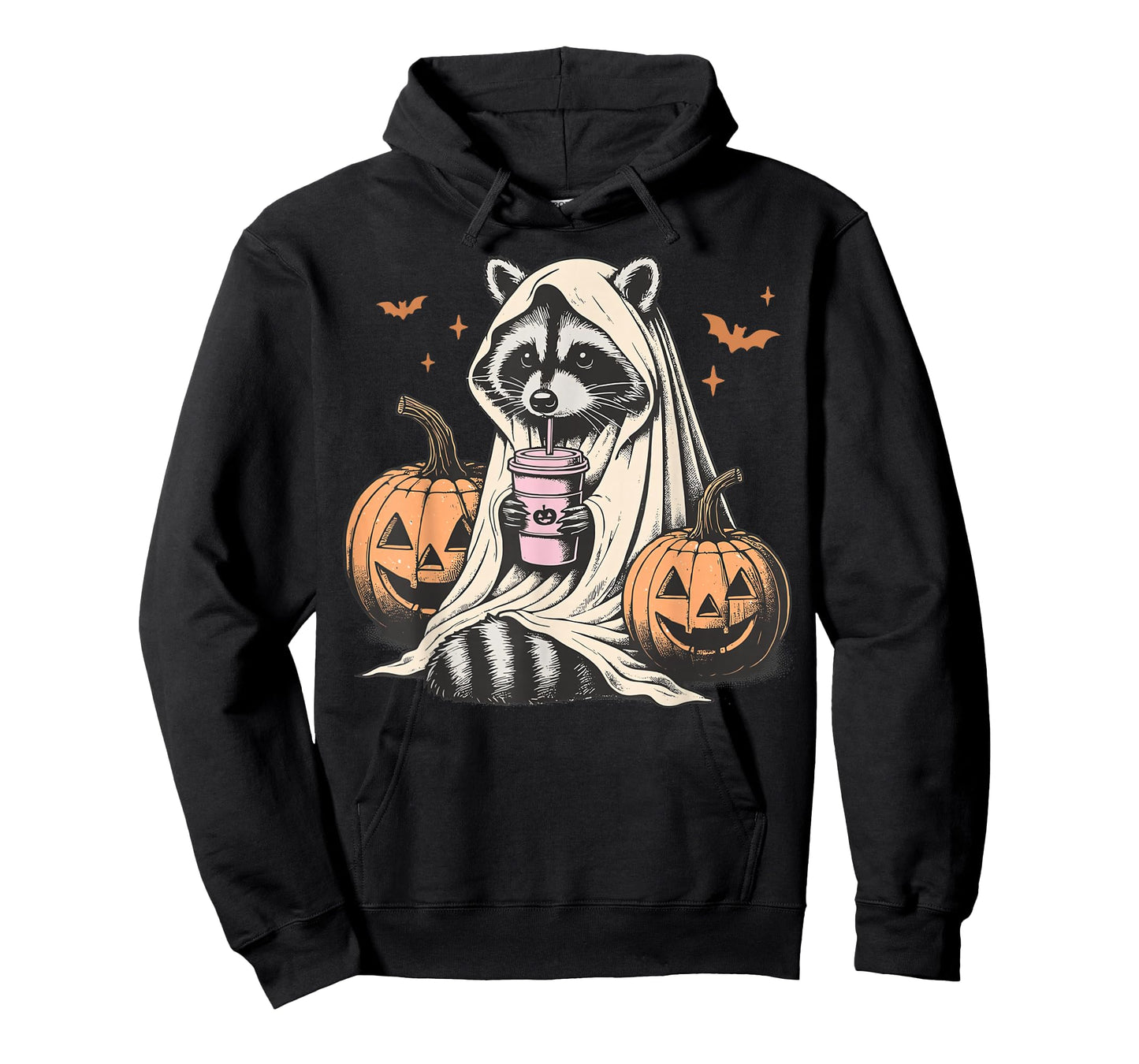 Cute Ghost Pumpkin Halloween Raccoon Costume Raccoon Lovers T-Shirt