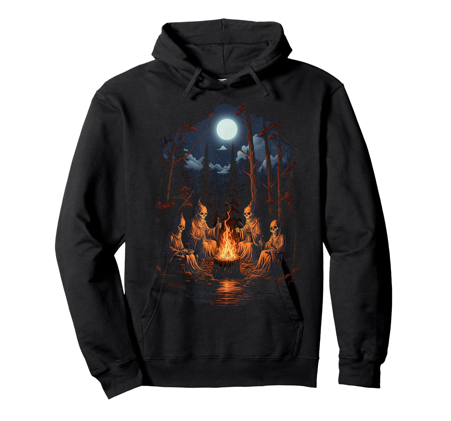 Vintage Ghost and Skeleton by Fire Camping Gothic Halloween T-Shirt