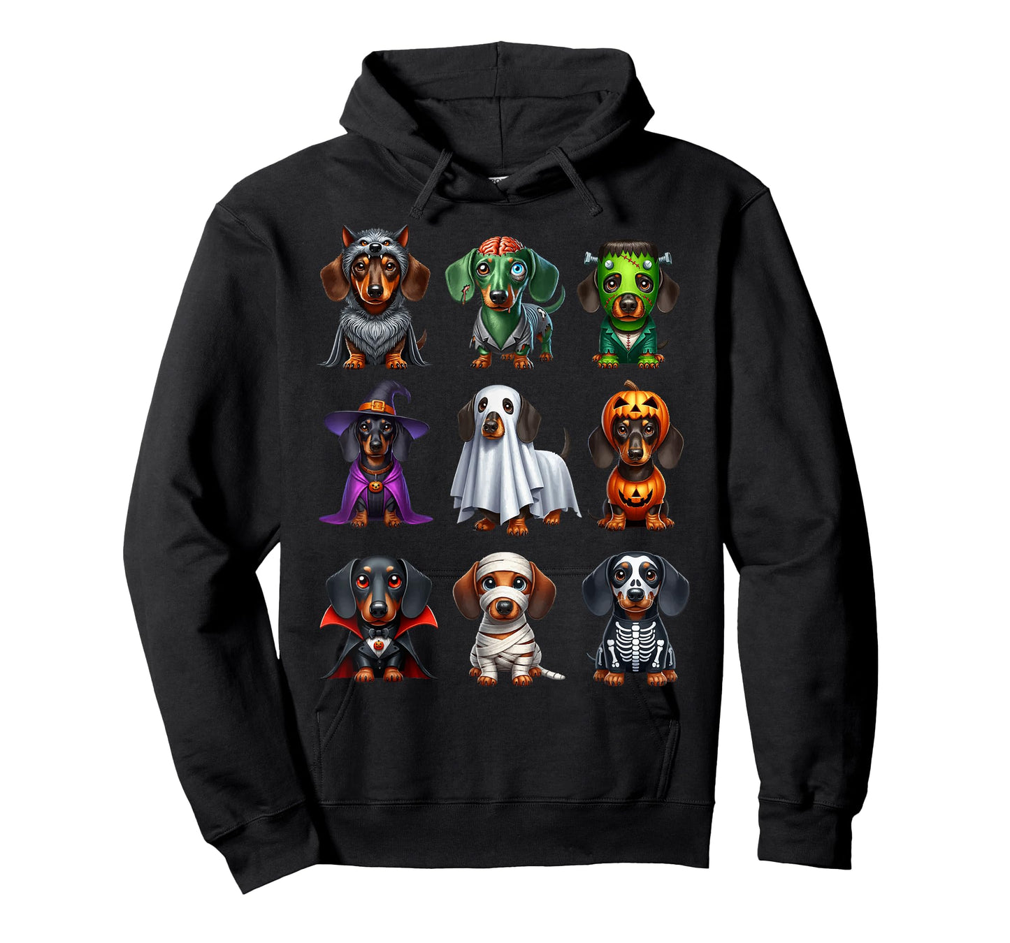 Dachshund Dogs Witch Zombie Mummy Skeleton Pumpkin Halloween T-Shirt