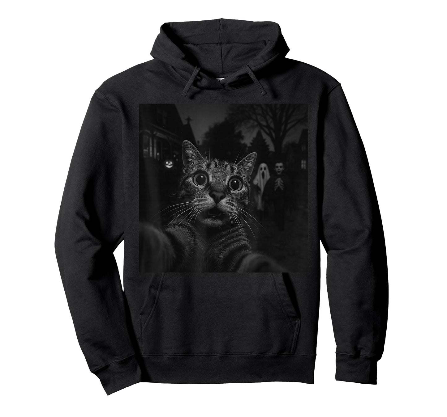Funny Halloween Cat Selfie Ghost Skeleton Boo Trick or Treat T-Shirt