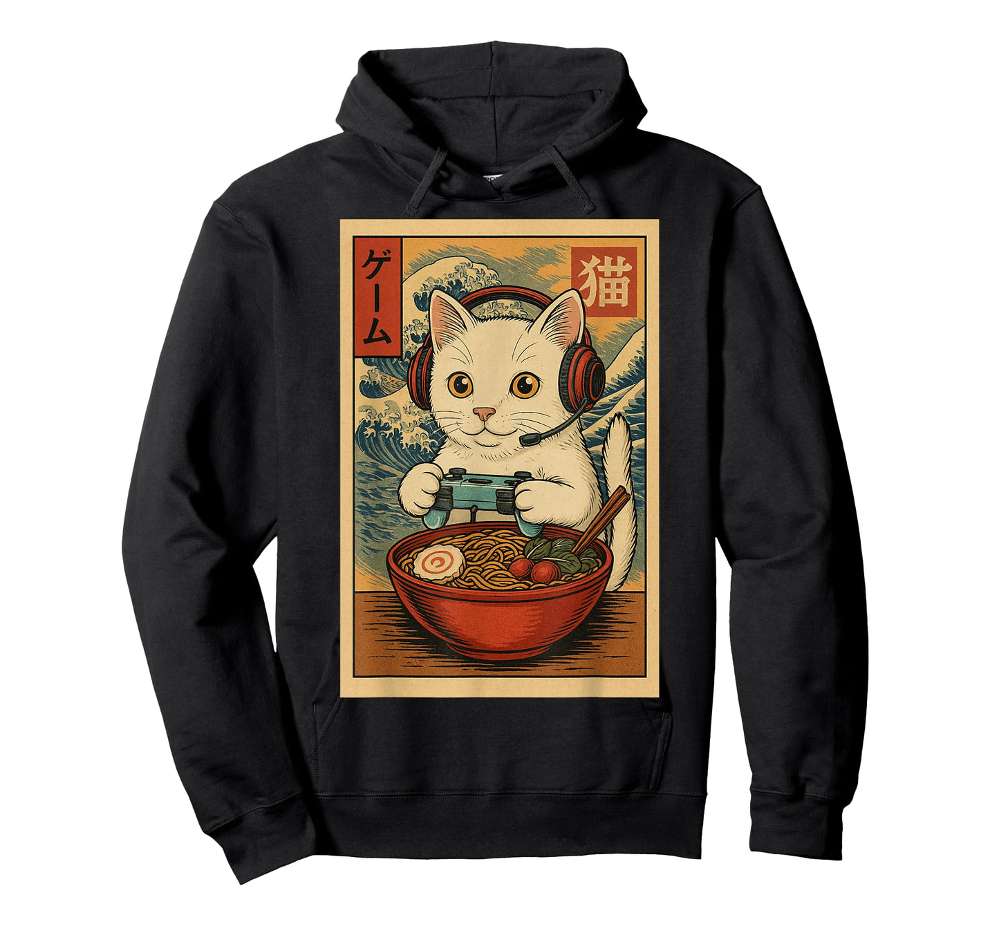 Kawaii Anime Gamer Cat Ramen Retro Japanese Gaming Funny T-Shirt