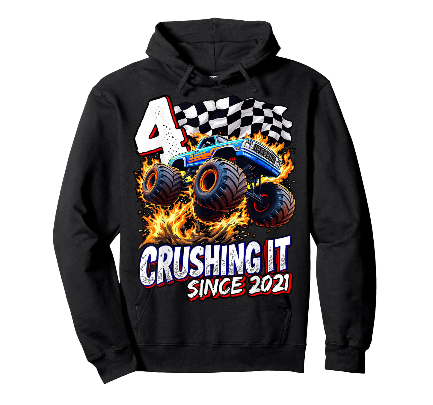 Birthday Monster Truck 4 year Old Boys 4th Party Born 2021 T-Shirt