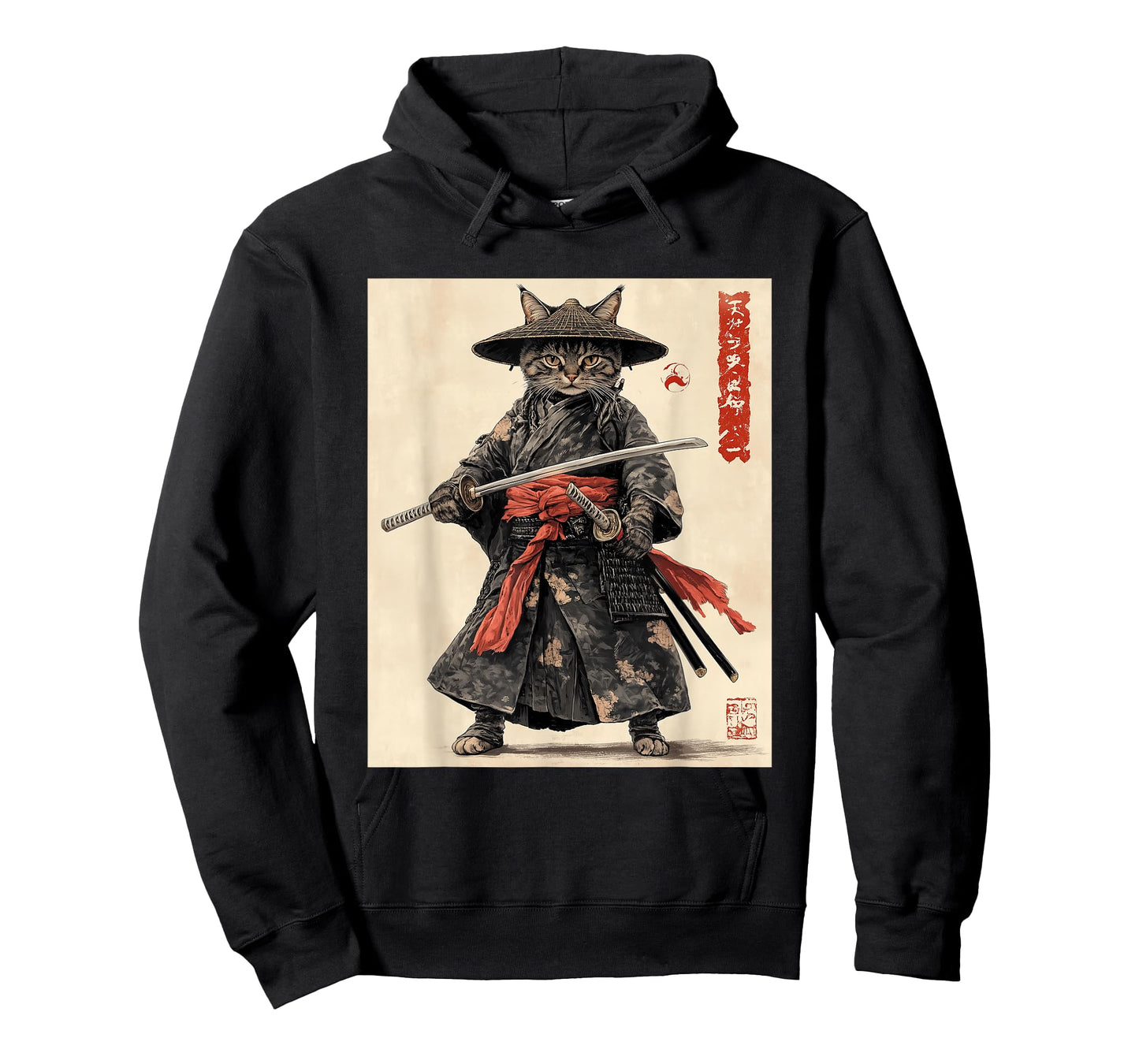 Samurai Cat T-Shirt - Japanese Art Style Warrior Graphic Tee T-Shirt