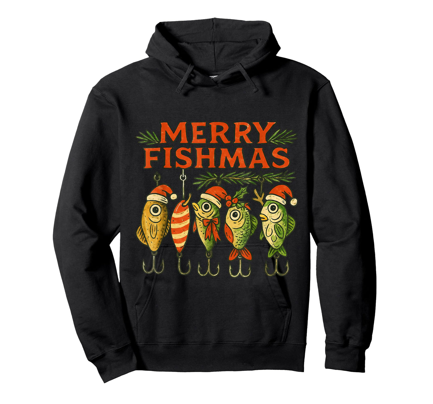 Merry Fishmas Funny Vintage Fishing Christmas T-Shirt