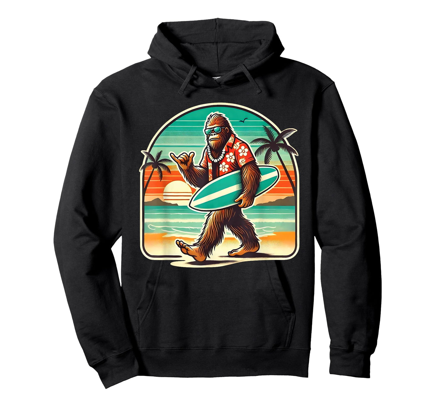 Funny Bigfoot Aloha Hawaiian Surfing Tropical Beach Surfer T-Shirt