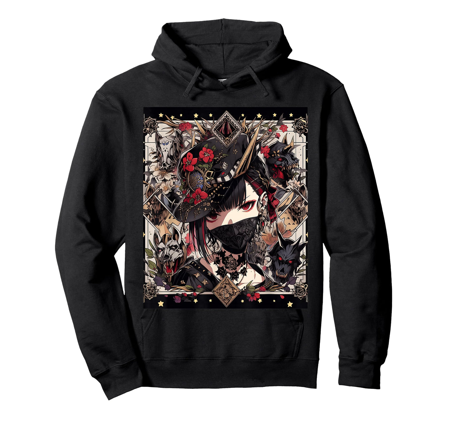 Veiled Mystery: Japanese Young Gothic Girl in a Mask T-Shirt