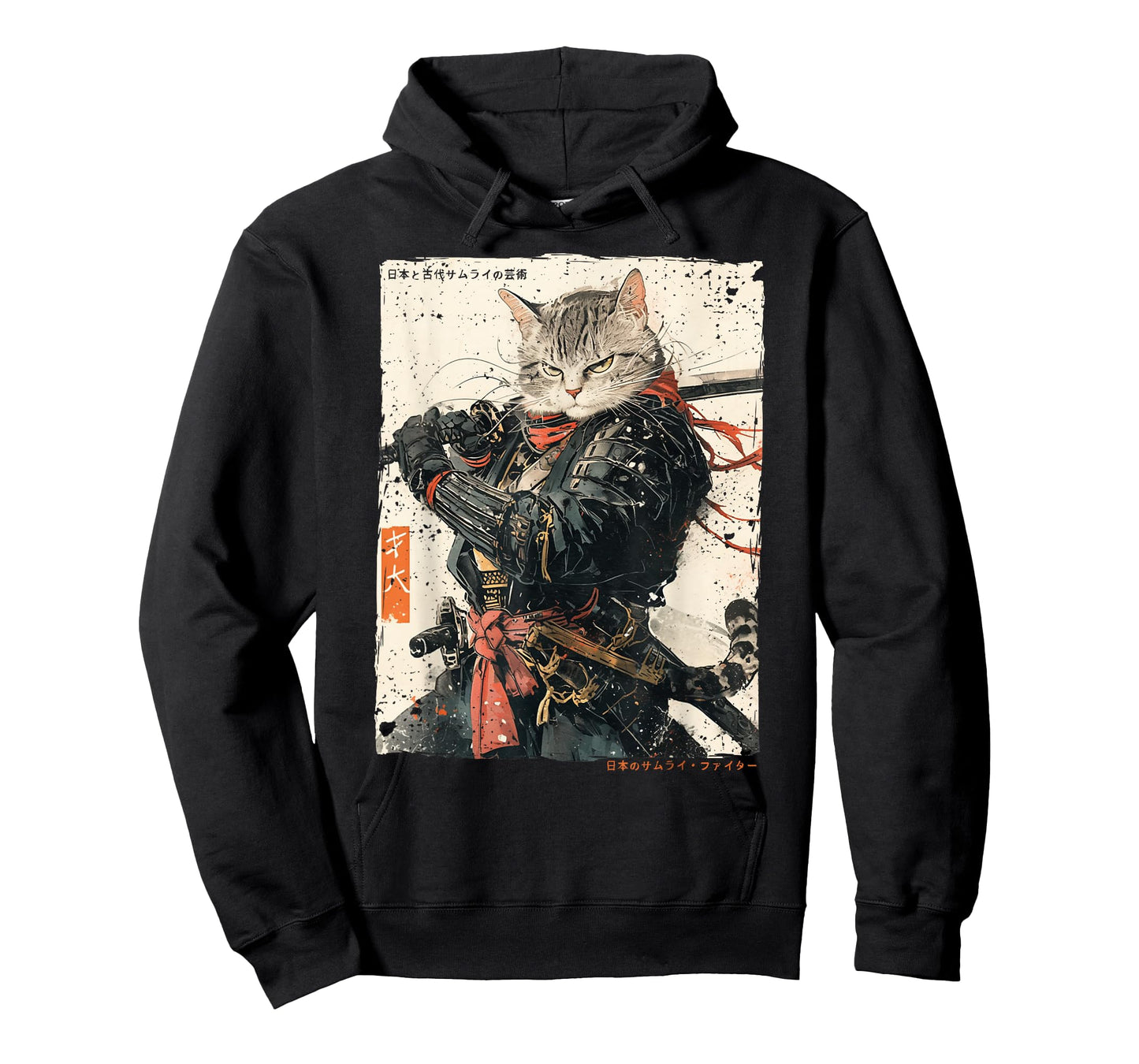 Samurai Cat Warrior Ukiyo Ink Artwork Cat Samurai T-Shirt