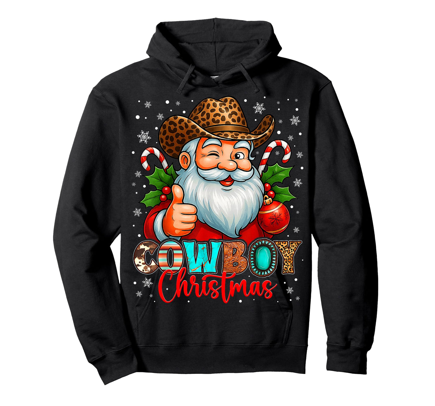 Cowboy Christmas Santa Pajamas Xmas Men Boy Kids Outfit Gift T-Shirt