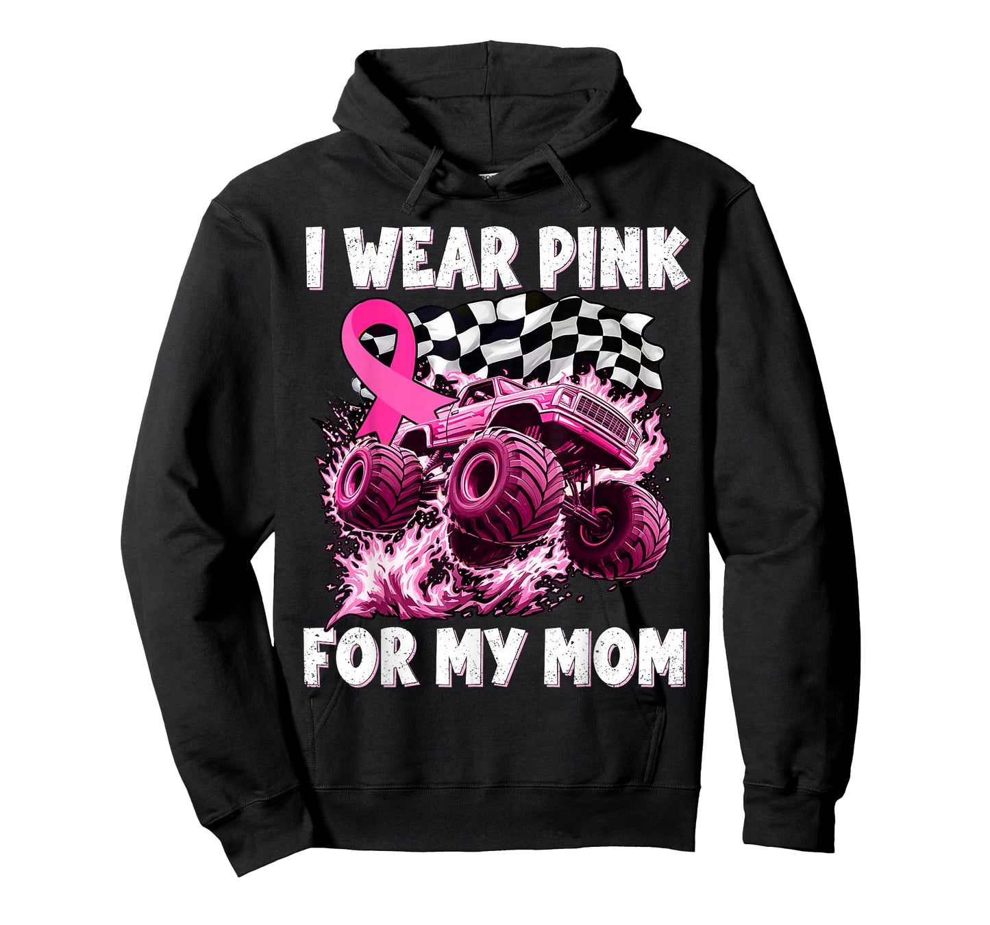 I Wear Pink for My Mom Breast Cancer Monster Truck Youth Kid T-Shirt