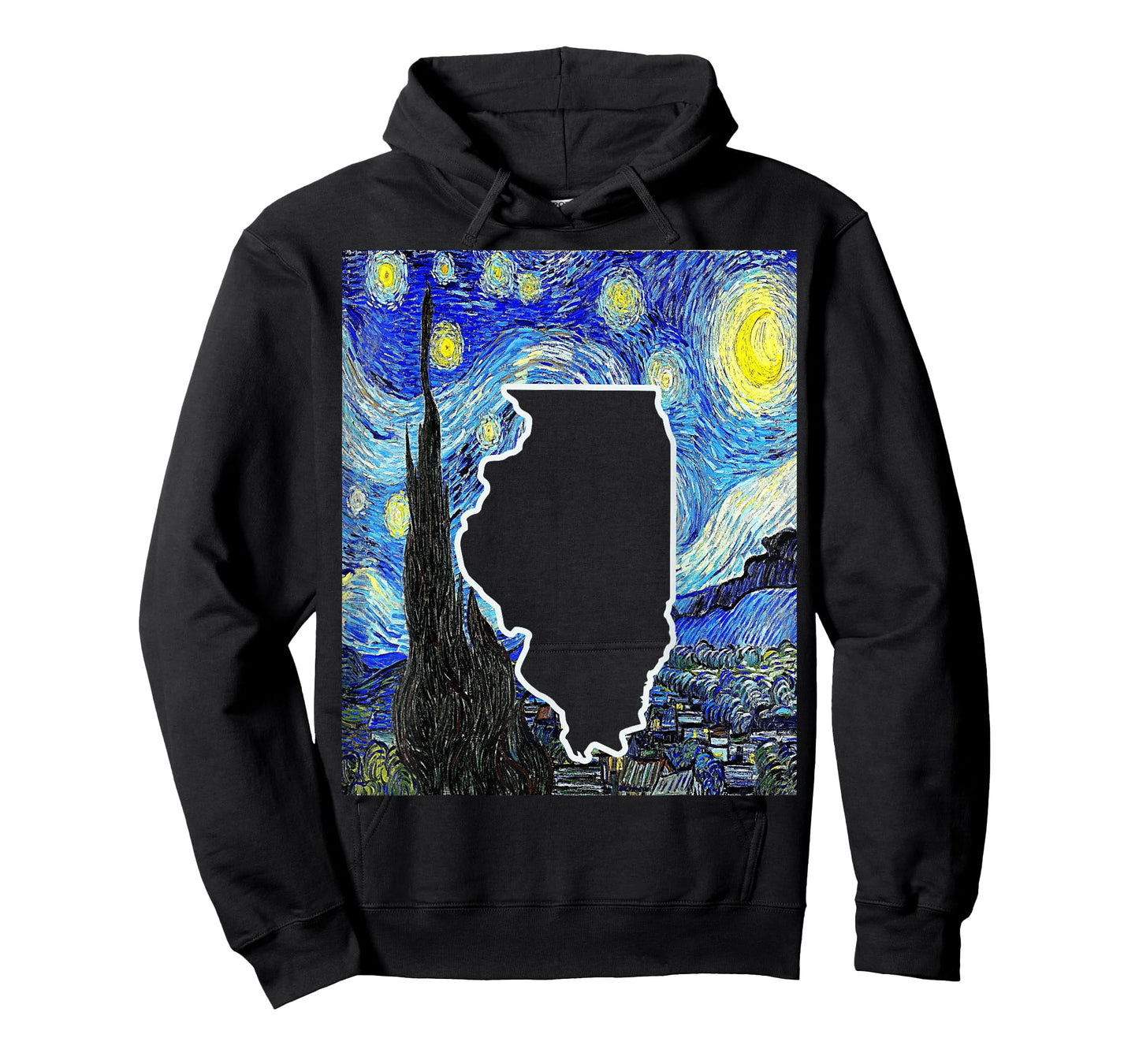 State Of Illinois Starry Night Illinois Map Illinoisan T-Shirt