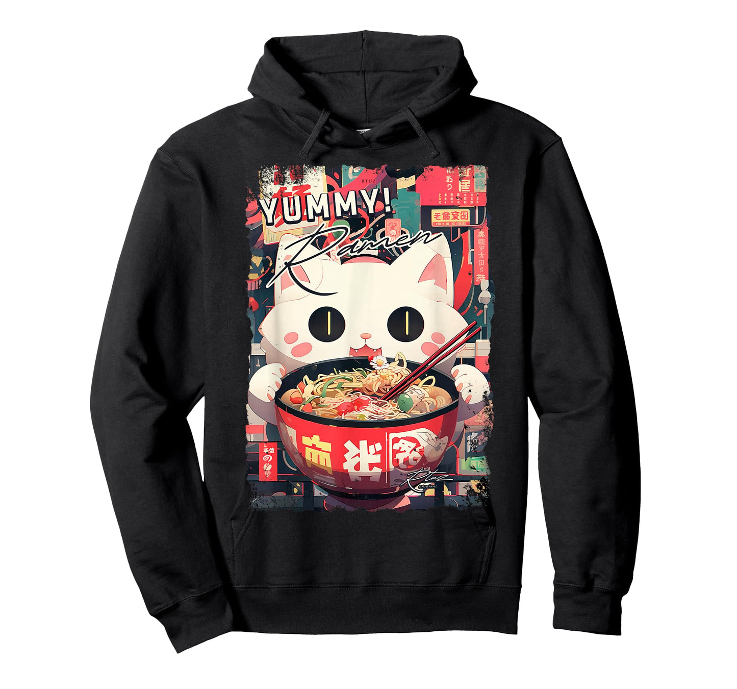 Ramen Noodles Cat Japan Y2K Kawaii Retro Cats Manga Anime T-Shirt