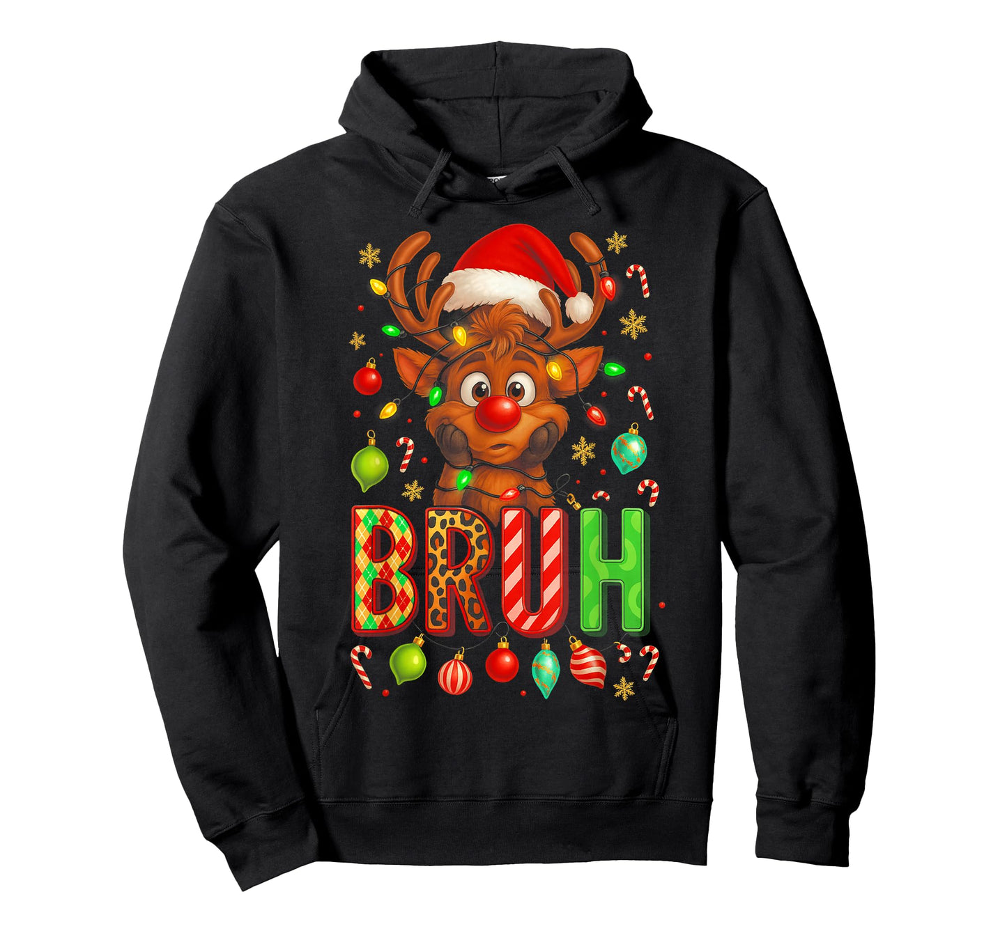HUGvyn Bruh Christmas Deer Reindeer Boys Kids Xmas Pajamas T-Shirt