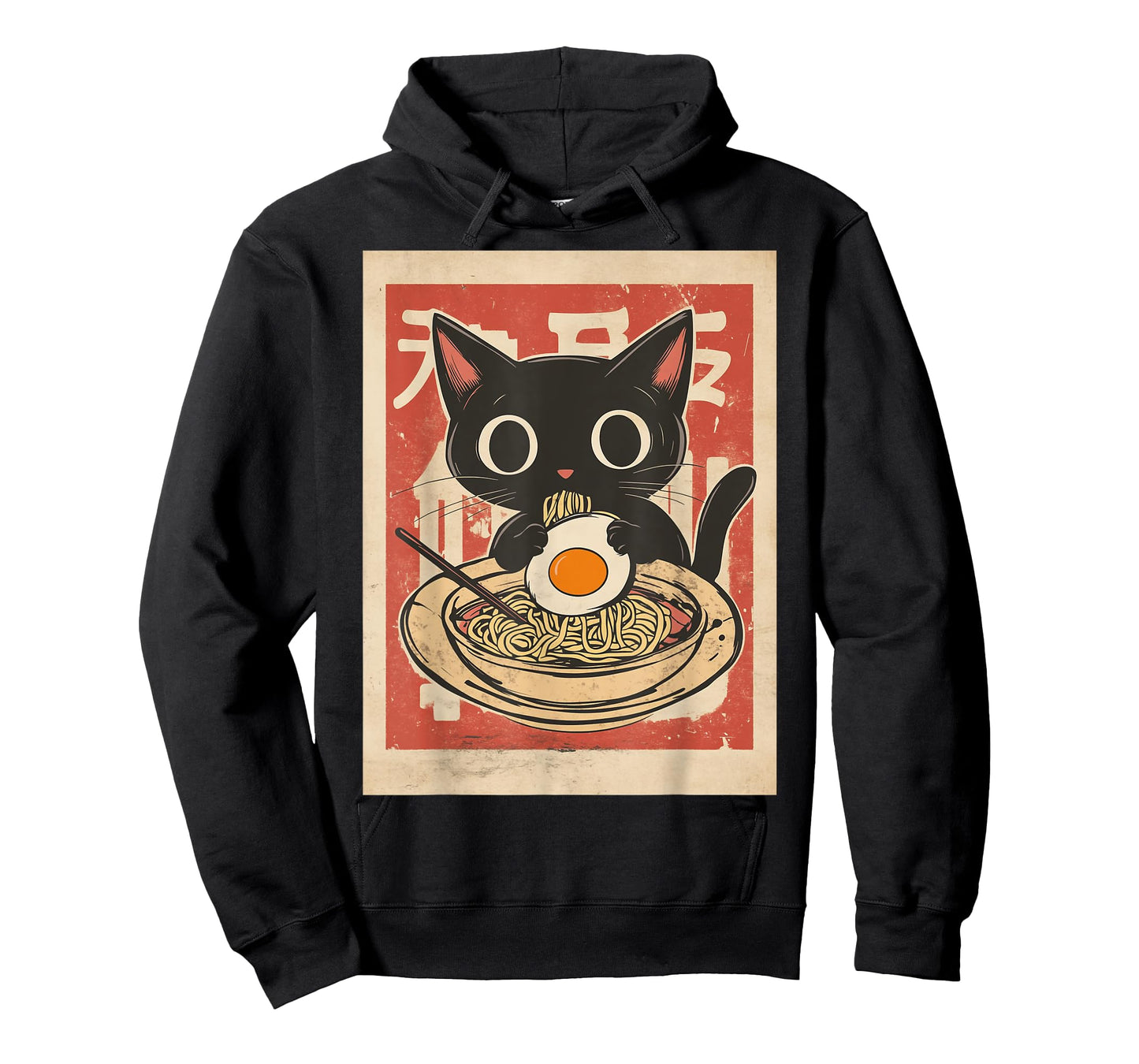Cat Eating Ramen Noodle Anime Retro Japanese T-Shirt