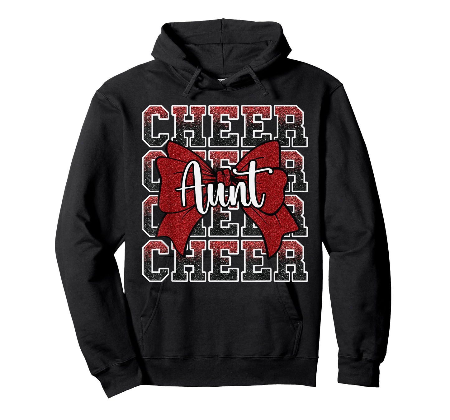 Cheer Aunt Auntie Bow Sport Cheerleader Cheerleading Red T-Shirt