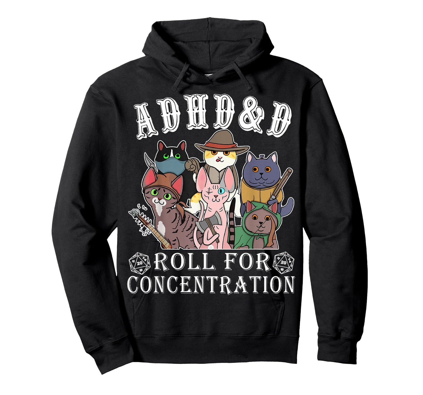 Cats RPG Gamer Roll For Concentration D20 Dice Nerdy Men Kid T-Shirt