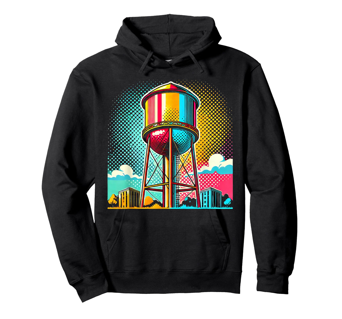 Pop Art Water Tower Colorful Urban Design T-Shirt