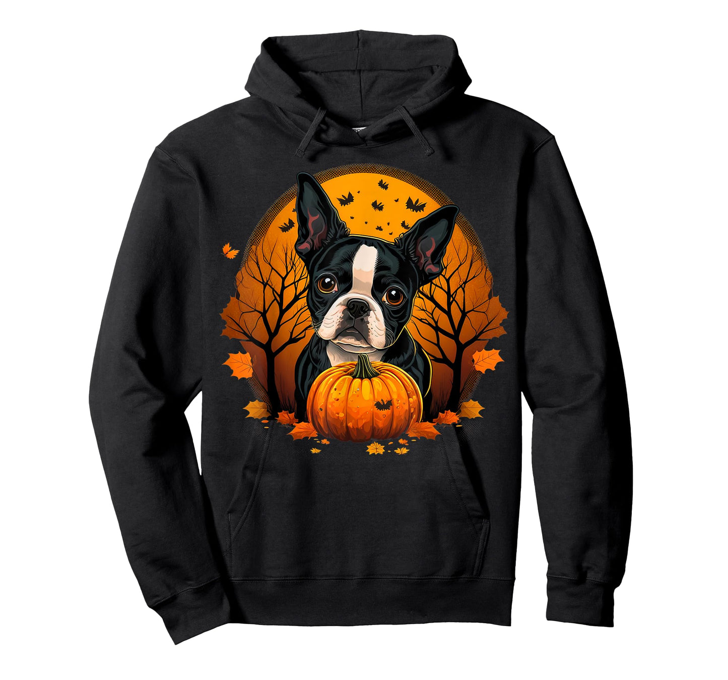 Pumpkin Boston Terrier Costume on Boston Terrier Halloween T-Shirt