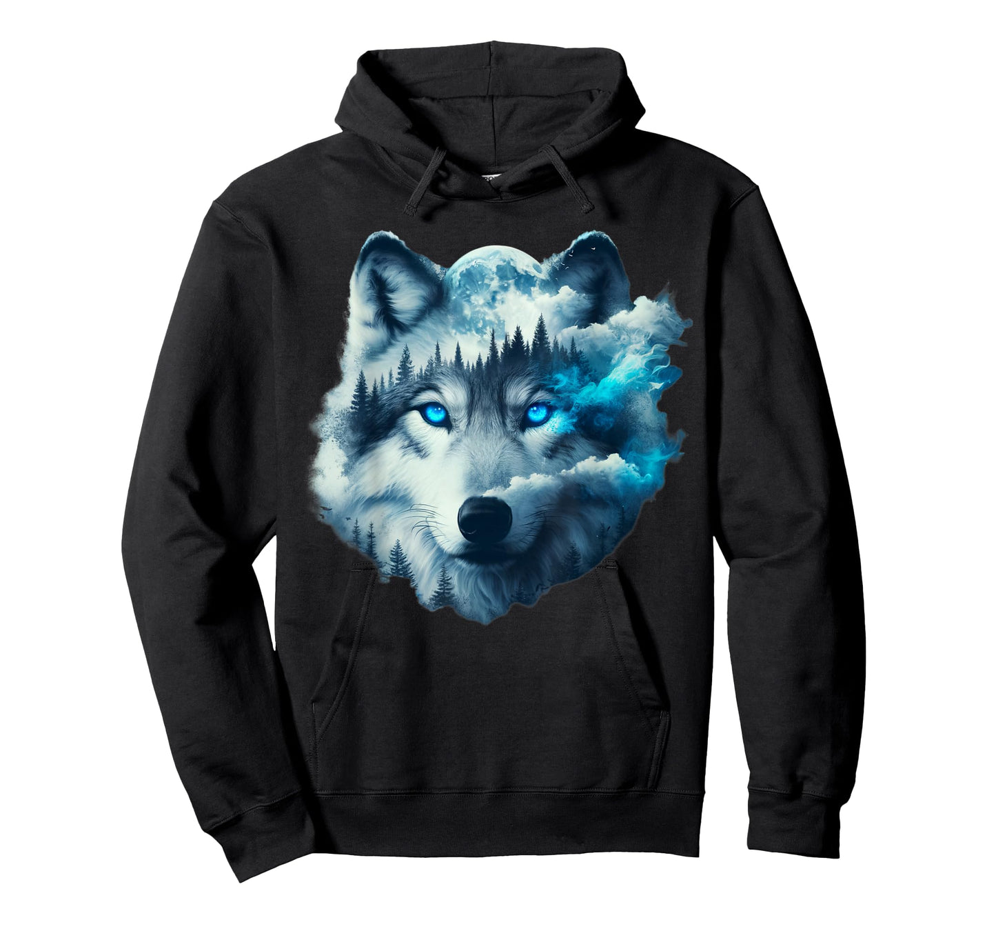 Surreal Double Exposure Art Moon Mist Wolf T-Shirt