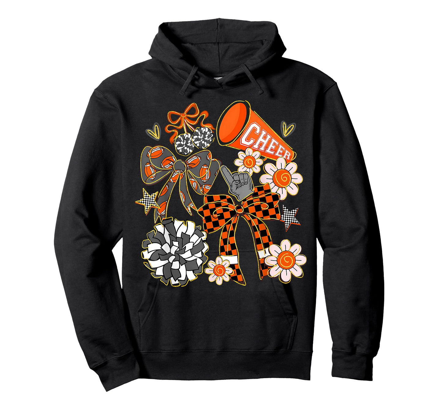 Coquette Cheer Bow Sport Cheerleader Orange Game Day T-Shirt