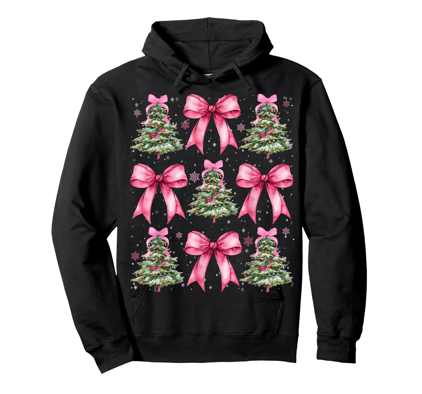 Pink Coquette Bow Xmas Holiday Christmas Tree Girl Women T-Shirt