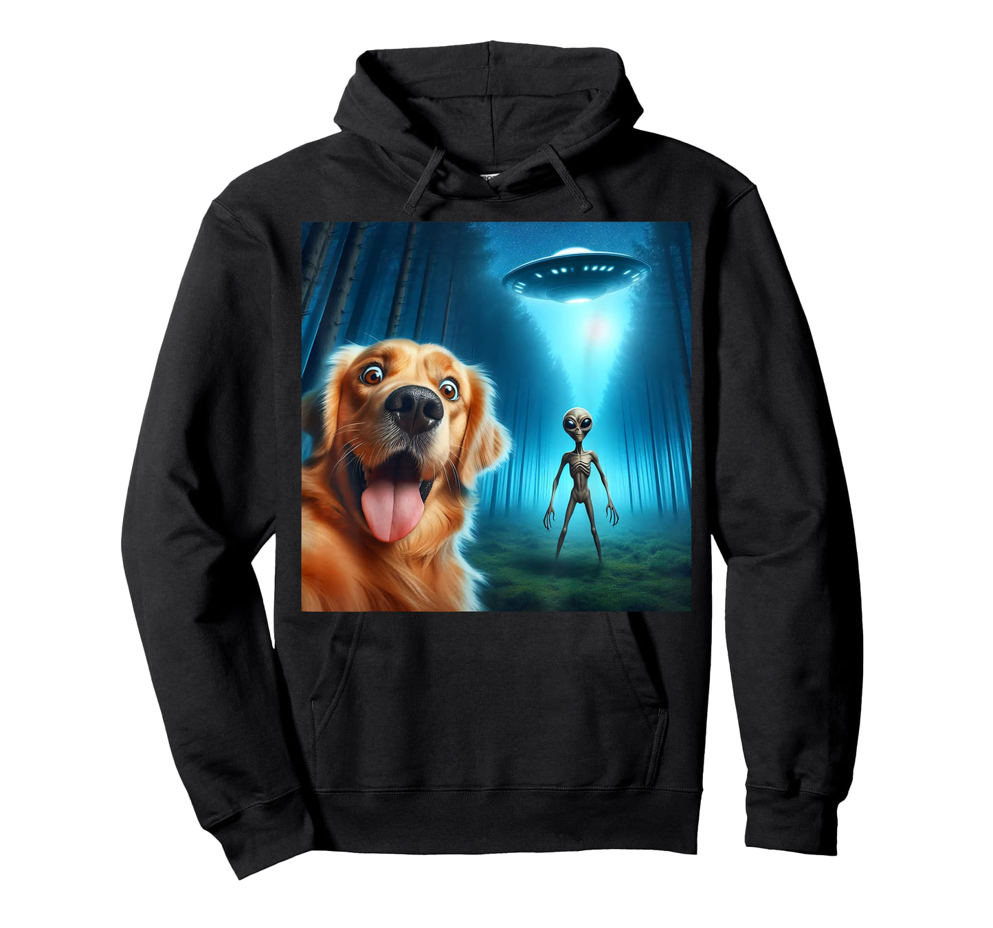 Golden retriever Selfie alien UFO funny T-Shirt