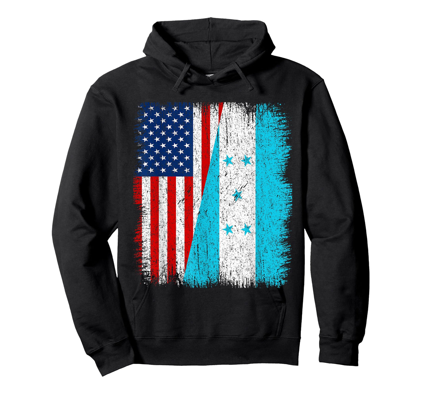 Distressed Vintage Patriotic American Flag & Honduras Flag T-Shirt
