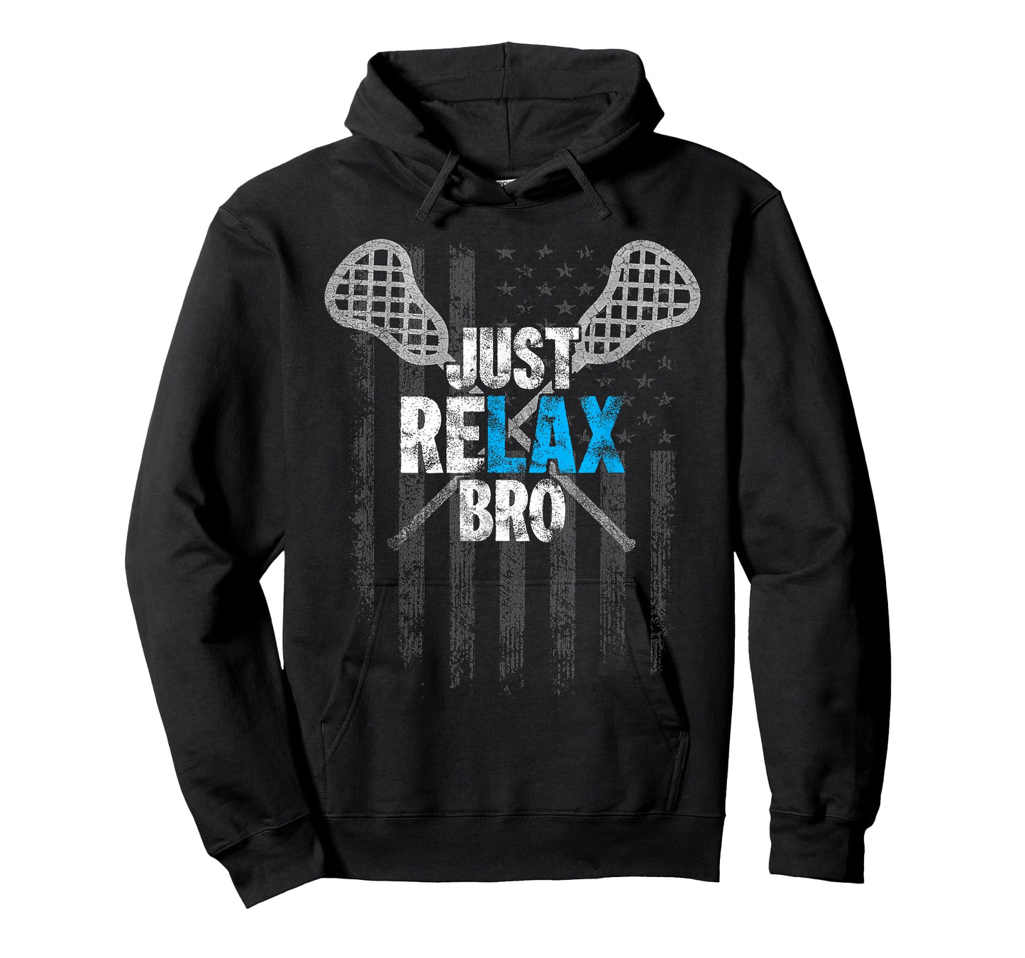 Just Relax Bro Lacrosse Sticks Distressed American Flag T-Shirt