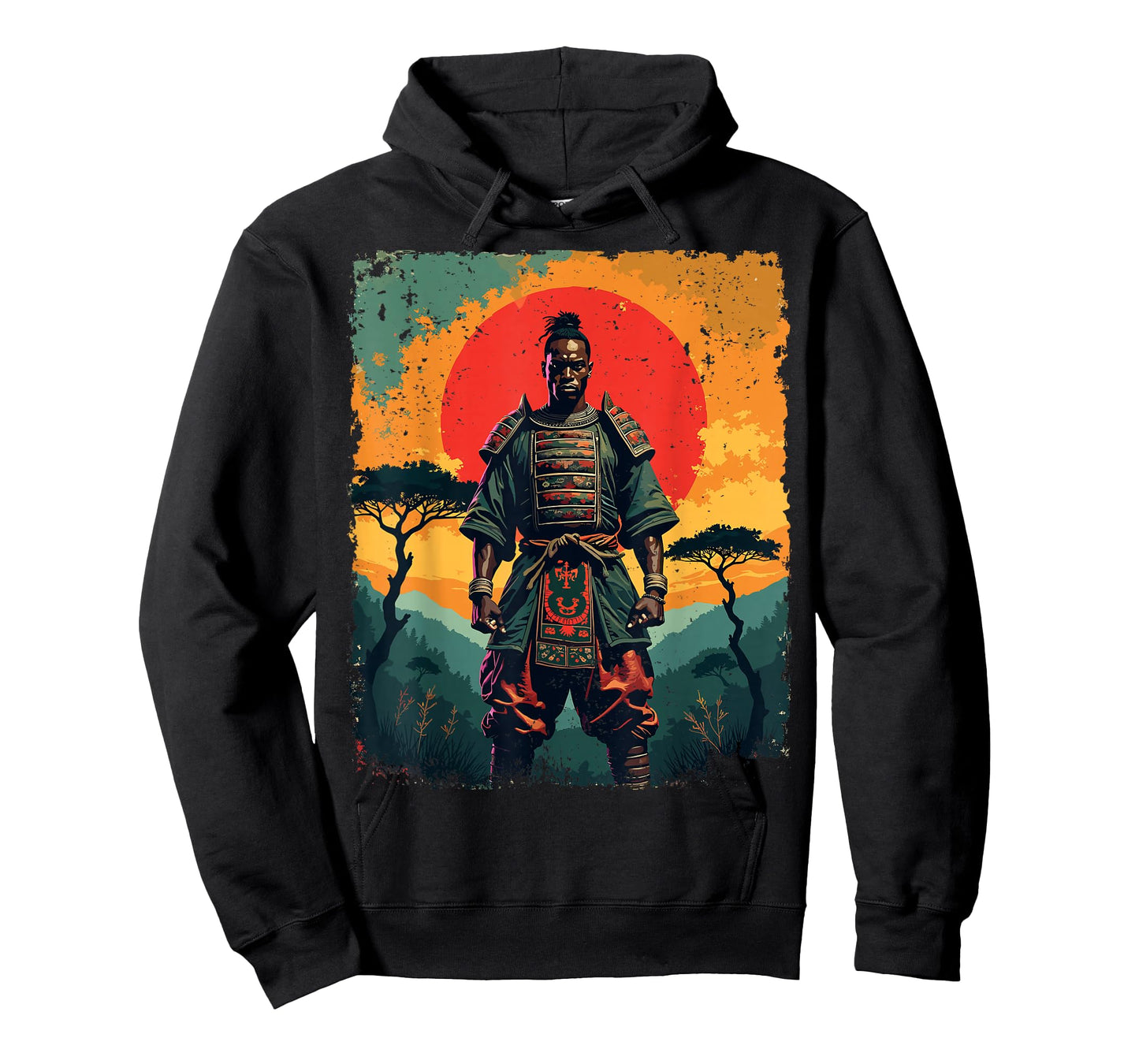 African Samurai Warrior Afro Vintage Artwork T-Shirt