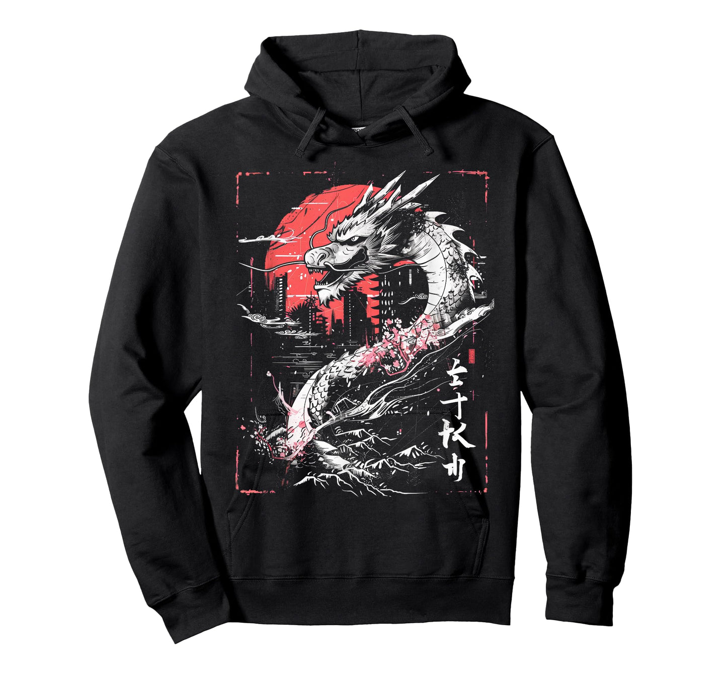 Anime Japanese Goth Cyberpunk City Dragon Art Mythology T-Shirt