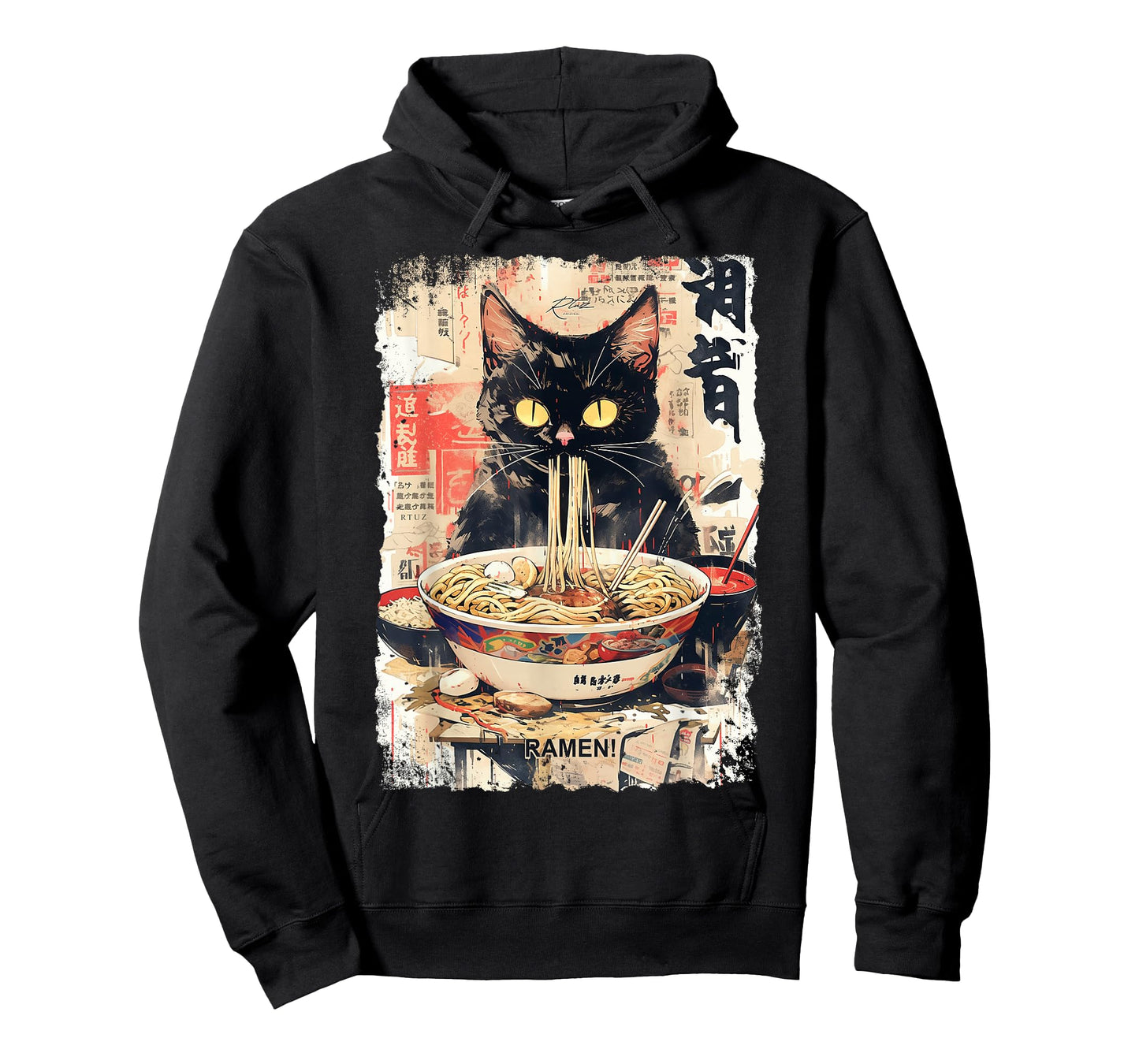 Ramen Noodles Cat Japan Y2K Kawaii Retro Cats Manga Anime T-Shirt