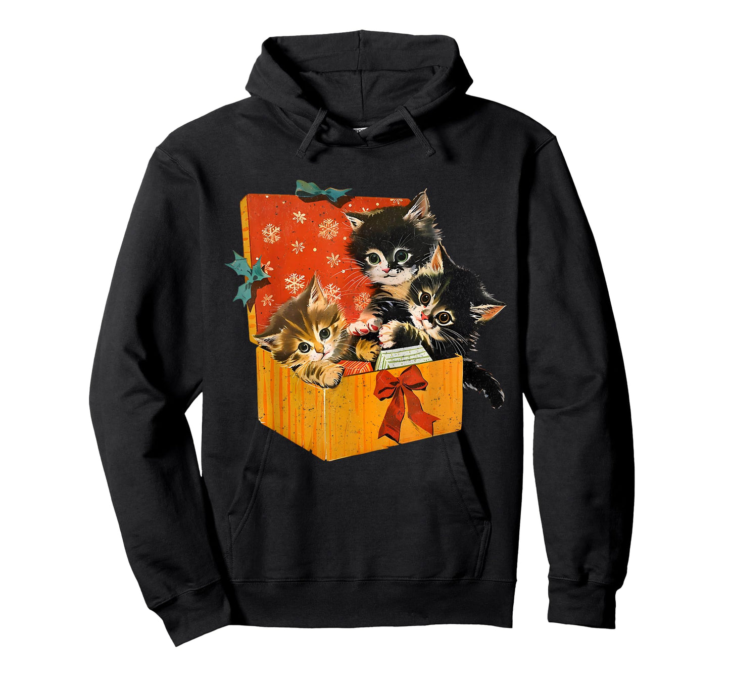 Vintage Funny Kittens Cats in Present Box Merry Christmas T-Shirt