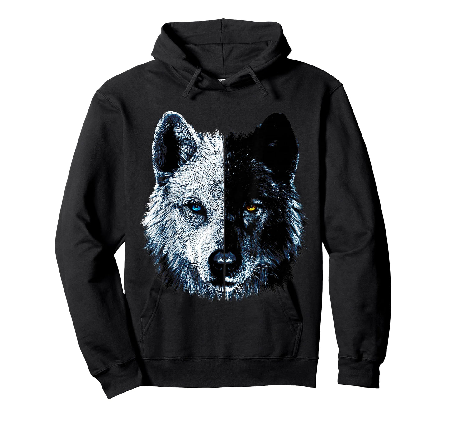Polar And Black Two Face Wolf Split Face Magical Wolves T-Shirt