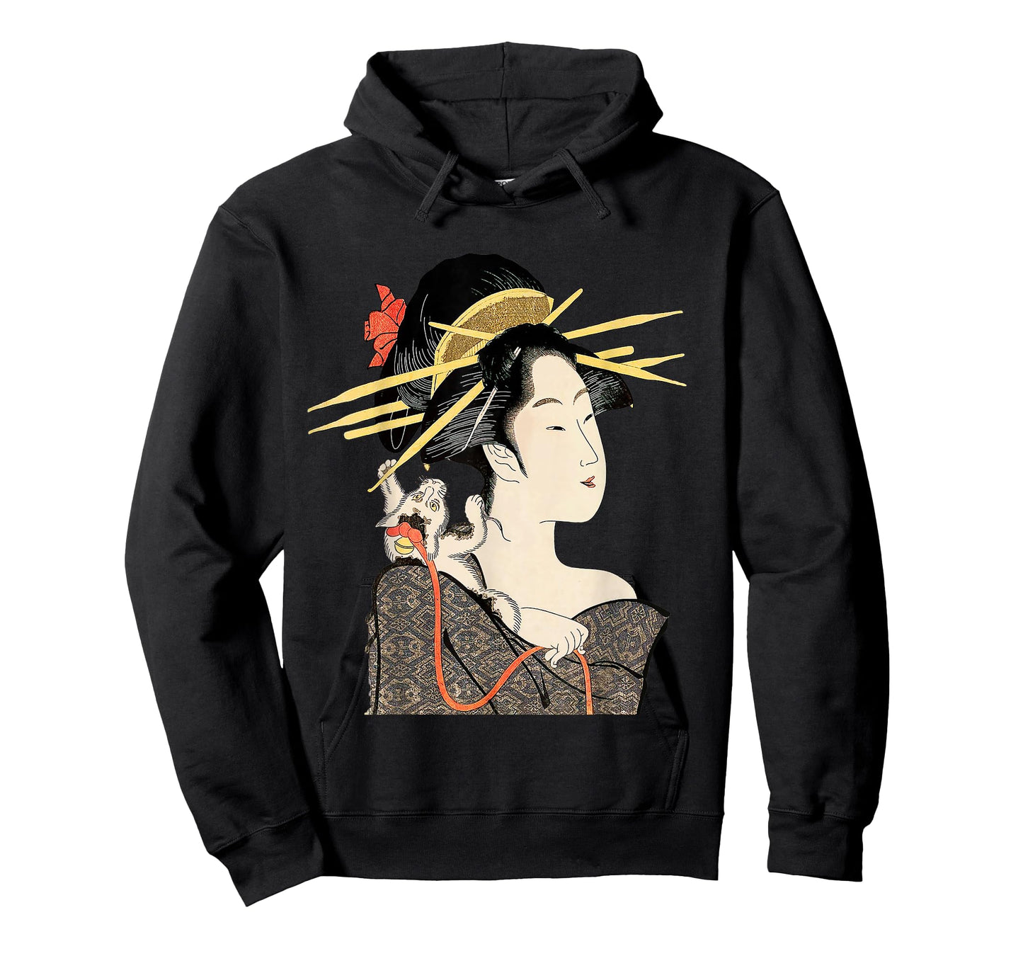 Edo Period Japan, Geisha Portrait with Cat T-Shirt
