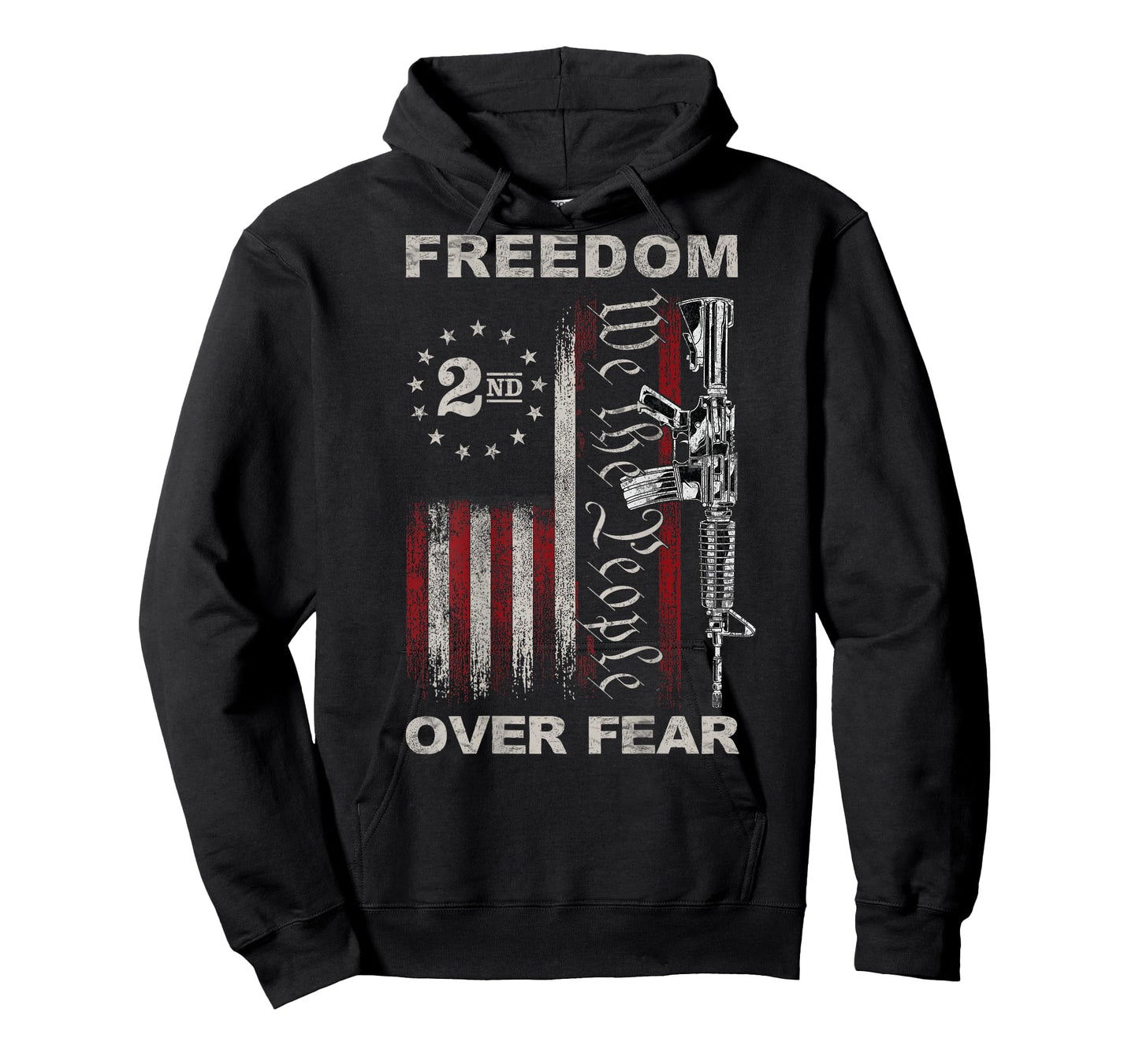Freedom Over Fear - 2nd Amendment Patriotic Pro-Gun ON Back T-Shirt