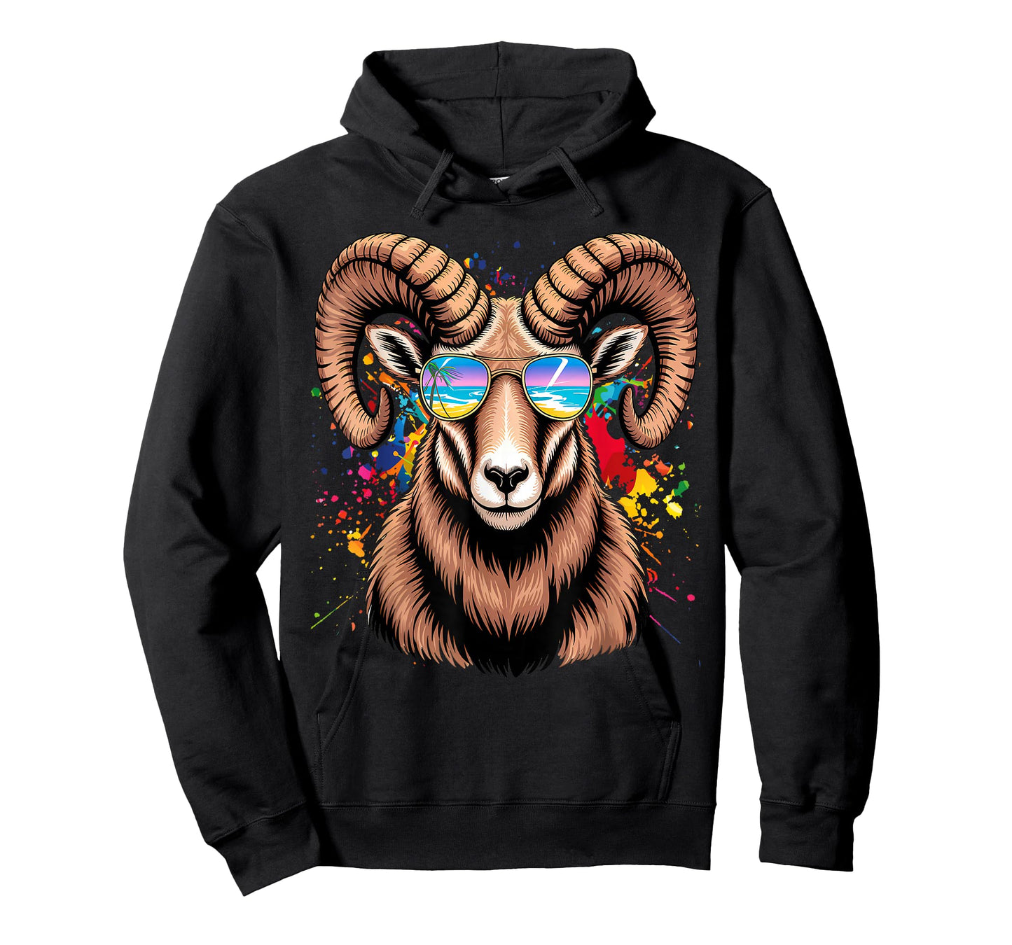 Womens RAM With Glasses Sunglasses Retro Style T-Shirt